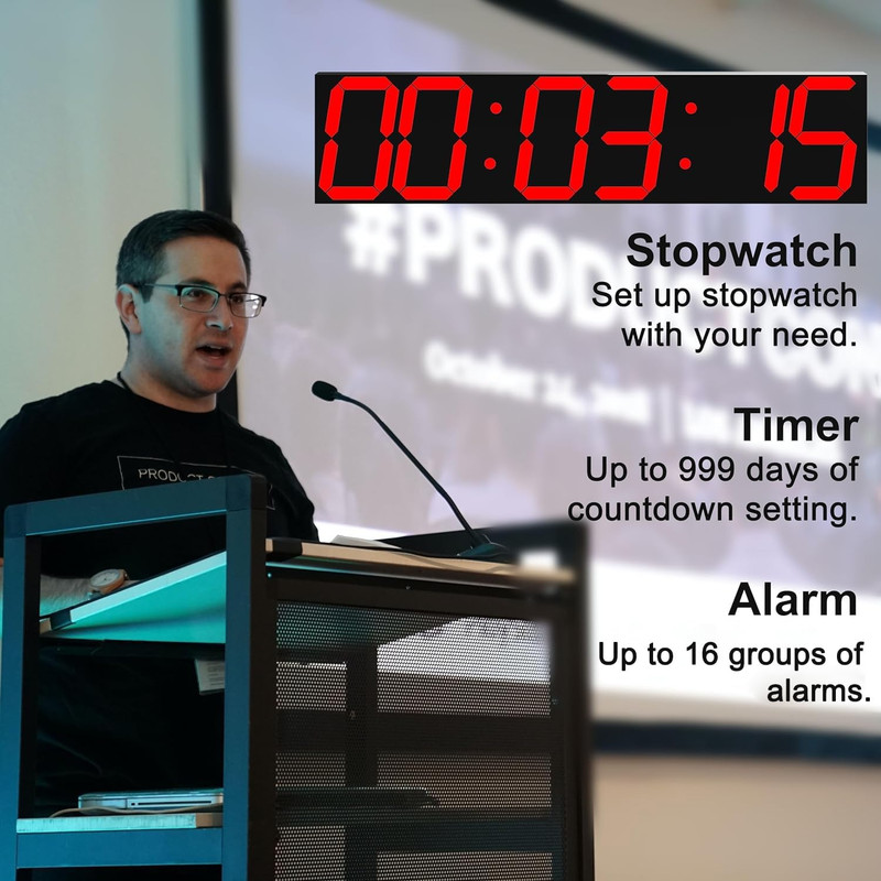 Digital Wall Clock, Oversize Led Digital Clock Large Display with Auto Dimmer, H gallery
