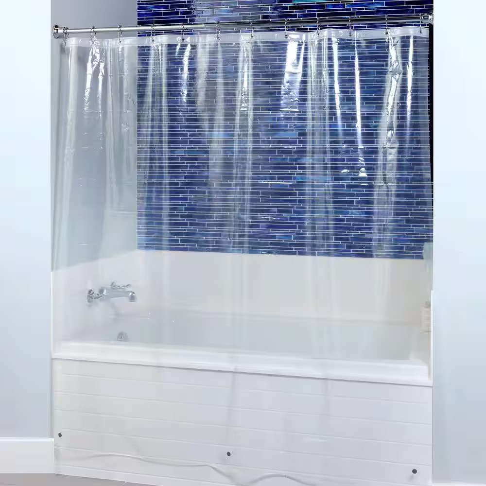 82 In. X 74 In. Mildew Resistant Extra Wide PEVA Shower Liner in Clear gallery