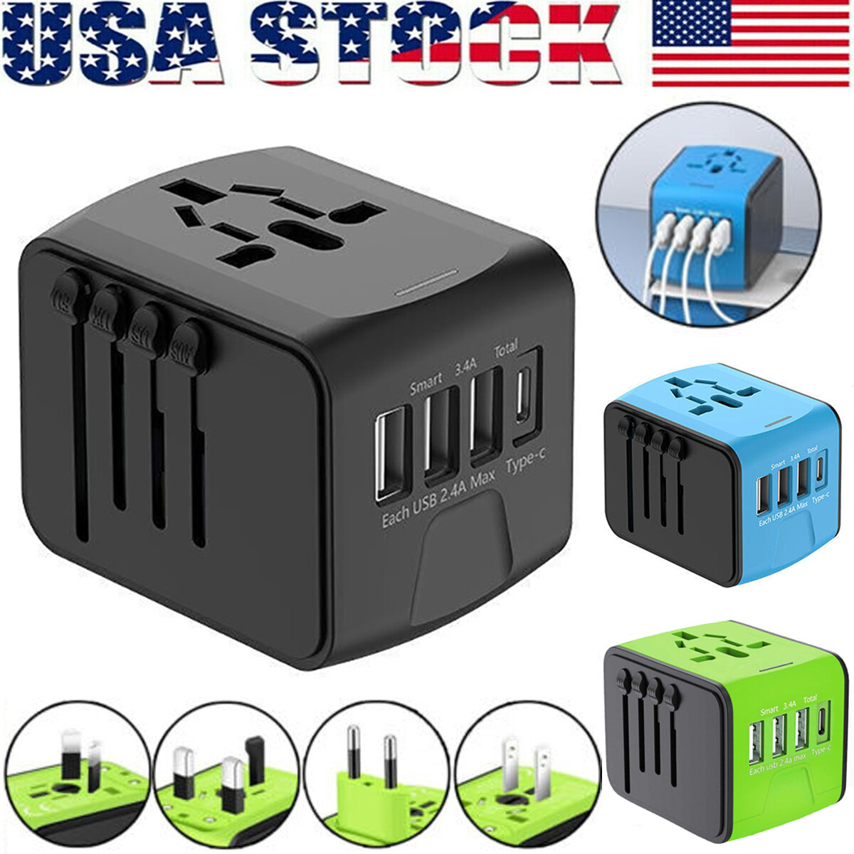 Universal Travel Adapter Converter International USB Wall Charger AC Power Plug gallery