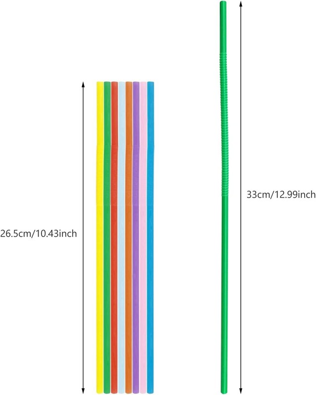 Flexible Disposable Plastic Drinking Straws Colorful Extra Long 300 Pcs gallery