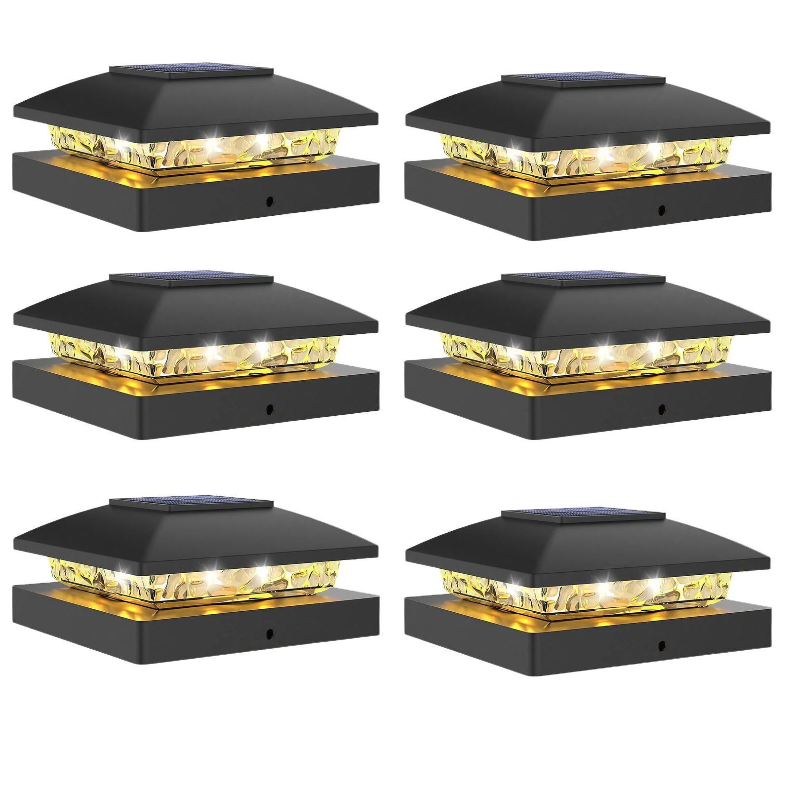 6 PACK Solar Post Cap Light For 4x4 Outdoor Waterproof LED Deck Fence Light gallery
