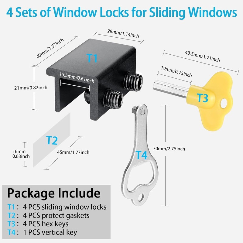 Sliding Window Locks 4 Pack with Key for Enhanced Home Security gallery