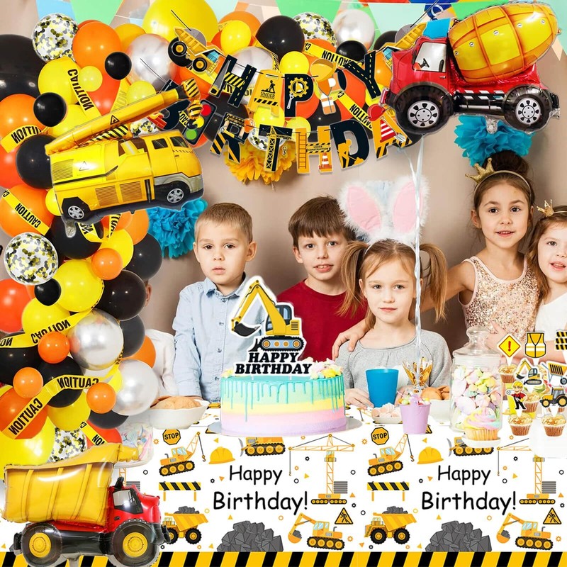 51 Pcs Construction 3rd Birthday Party Supplies Dump Truck Three Years Old Ta... gallery
