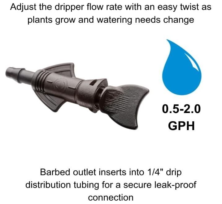 50 Rain Bird Adjustable Dripper 0-2 GPH (5 bags of 10 drippers) gallery