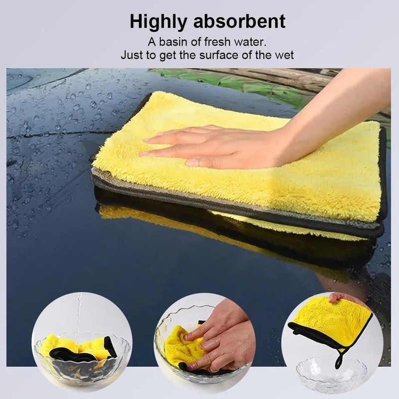 5 Pack Yellow Microfiber Cleaning Cloth No-Scratch Rag Polishing Detailing Towel gallery