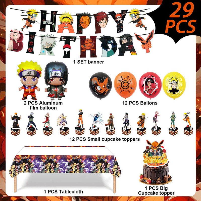 Naruto Party Decorations Naruto Birthday Balloons Banner Cake Toppers Tablecloth gallery