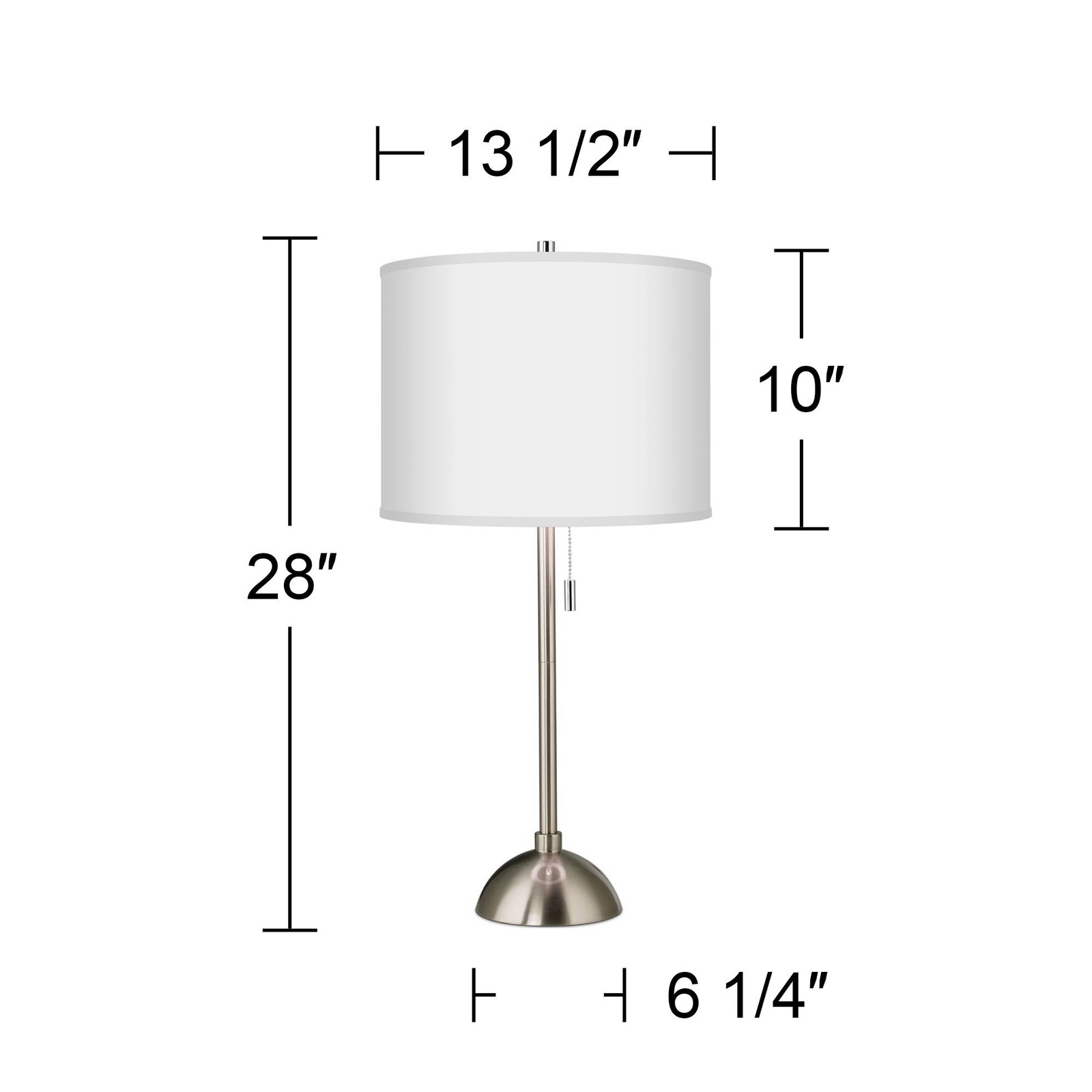 Modern Table Lamp Brushed Nickel Silver Blue Faux Silk Drum Shade Living Room gallery