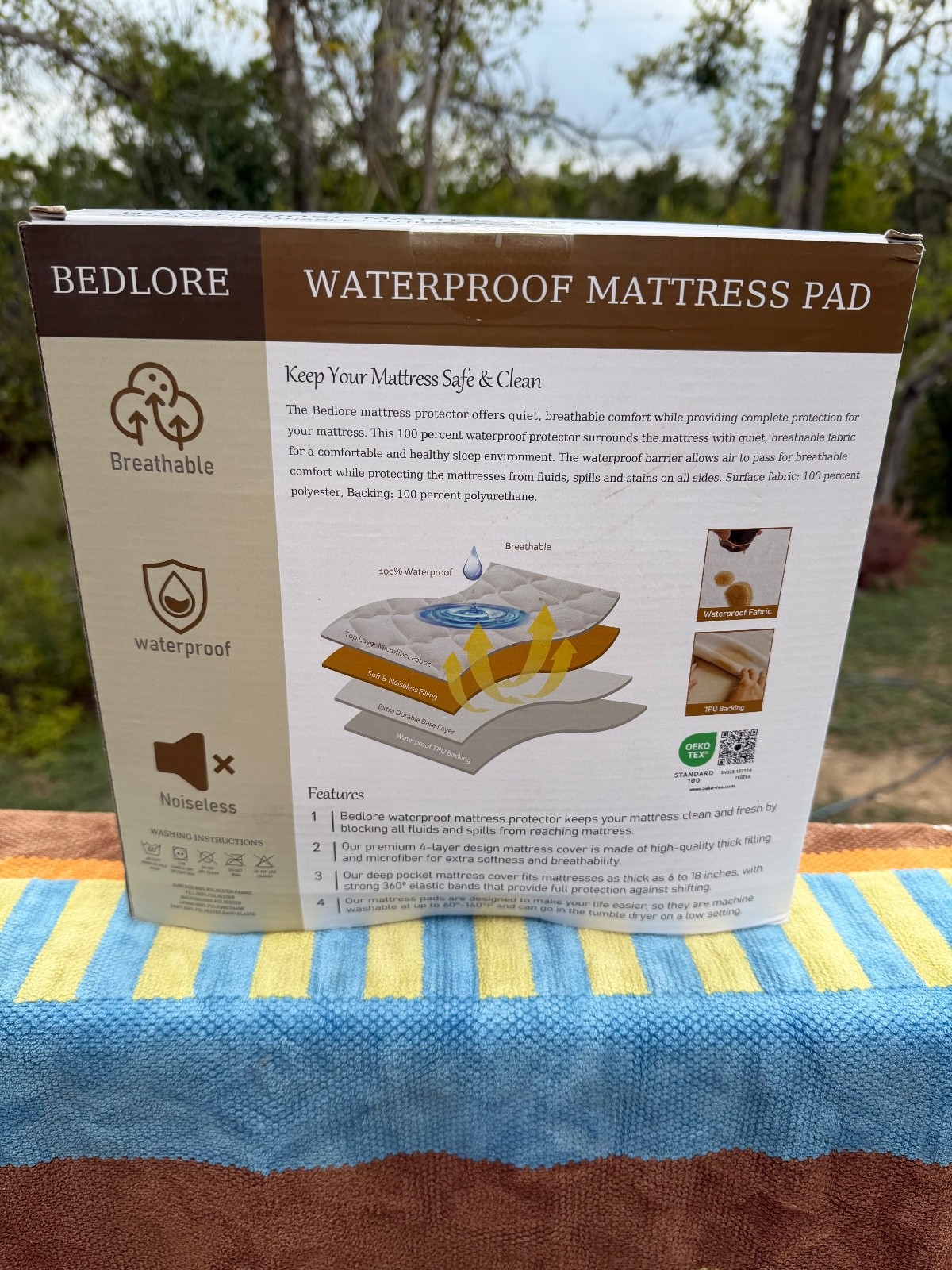 Bedlore Waterproof Noiseless Deep Pocket Mattress Protector Queen gallery
