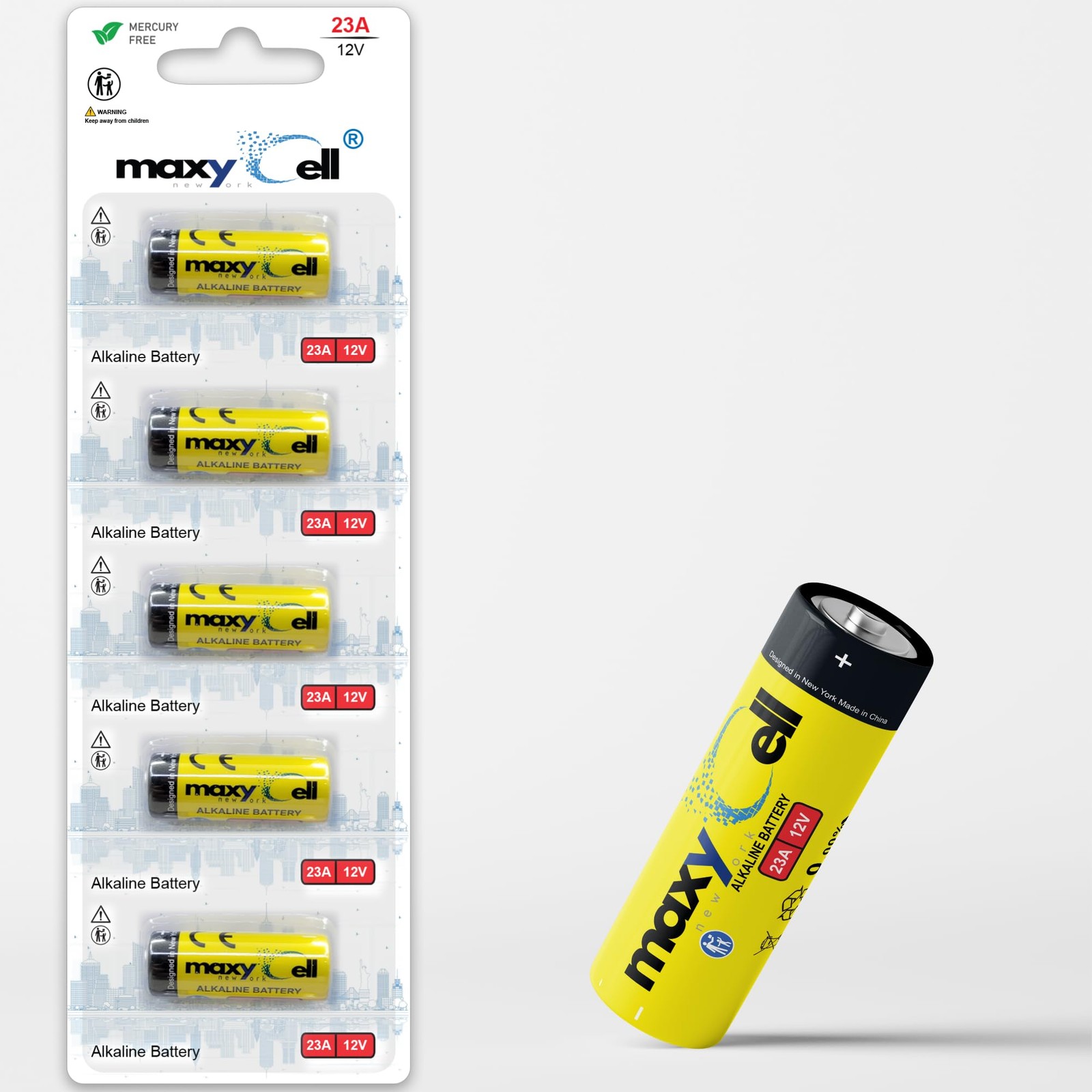 MaxyCell 23A Alkaline Batteries 12V - High Capacity Long Lasting 5 Pack gallery