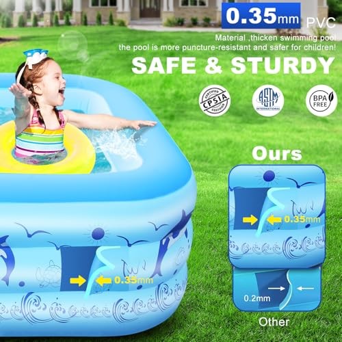 2026 Upgrade Inflatable Pool with Lights, Family Inflatable Swimming Pool for gallery