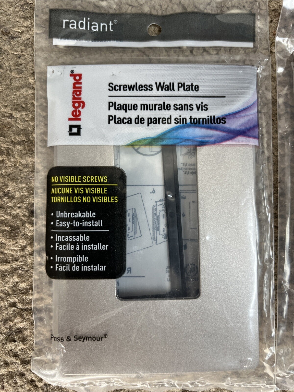 Legrand radiant 1 Gang 1-Decorator Rocker Screwless Wall Plate, Nickel gallery