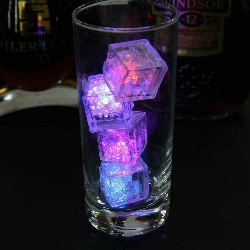 20x Waterproof Light Up Led Ice Cubes for Party Drinks Glowing Flashing Ice Cube gallery