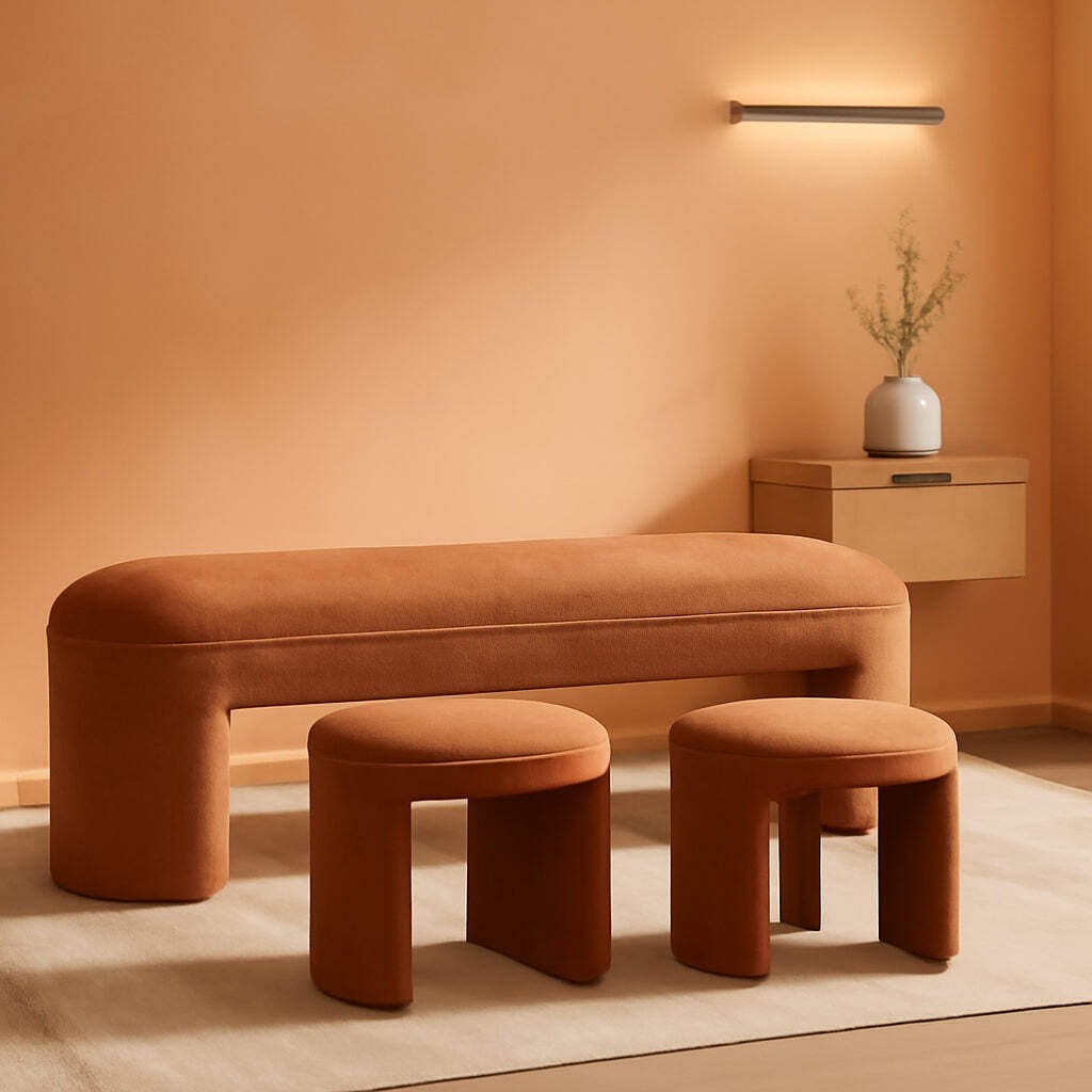 Brown Upholstered 53Inches Storage Ottoman Bench Stools gallery