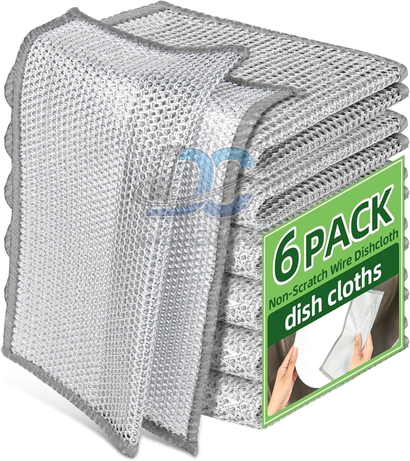 6 Pack Steel Wool Dishwashing Pads Multipurpose Mesh Dish Cloths Stainless Steel gallery