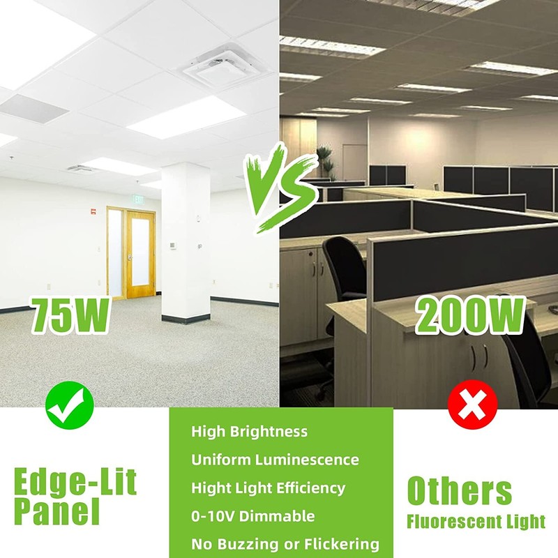 2X4 - 75W LED Panel Light Fixture Dimmable | 5000K | 120V-277V | 2'X4' LED Light gallery