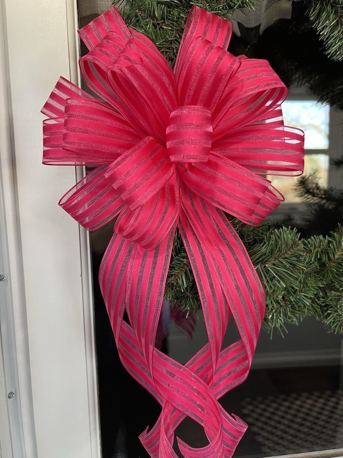 Handmade Hot Pink Satin Spring Easter Summer All Year Wreath Bow gallery