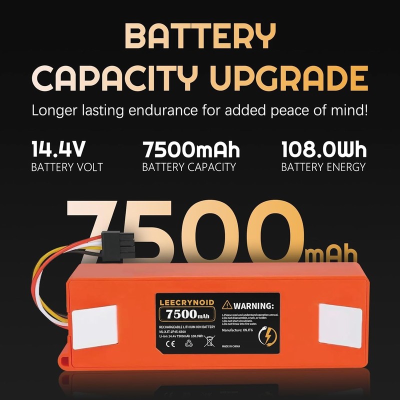 Upgraded 7500mAh 14.4V Replacement Battery for Roborock S4 S5 S6 S7 Q7 Max S50 gallery