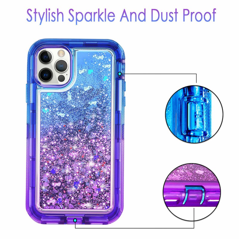 Liquid Glitter Shockproof Defender Case For iPhone 16 15 14 13 12 11 Pro Max XR gallery