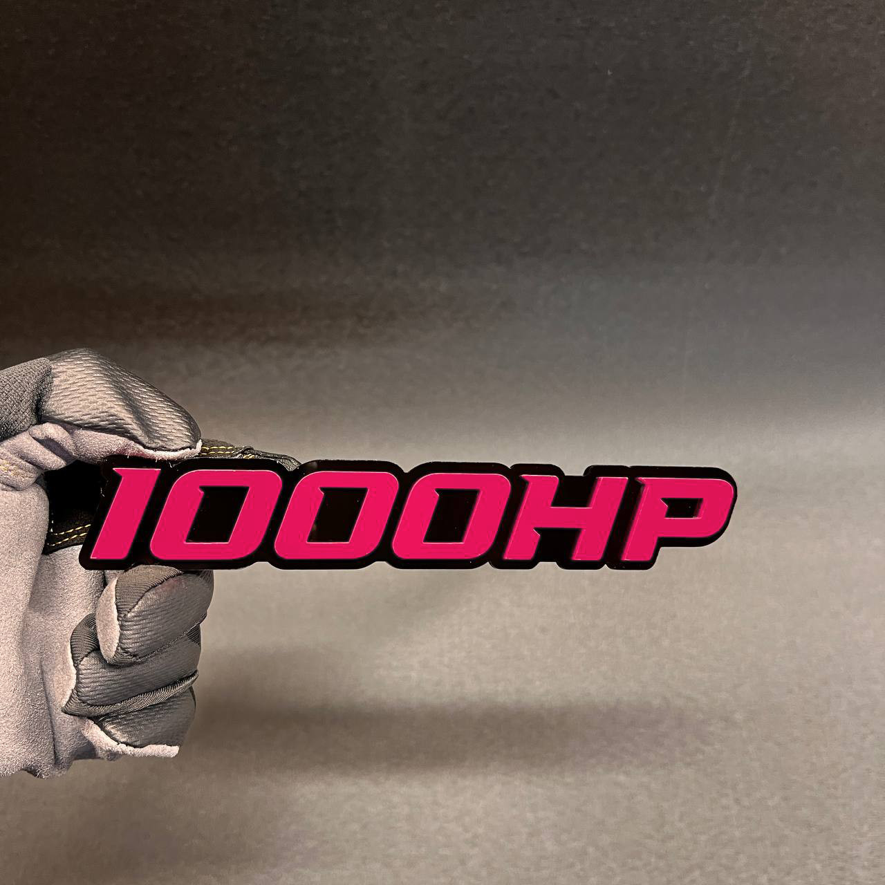 1X 1000 HP Custom 3D Car Emblem Multicolor Acrylic Badge Decal BLACK - PINK gallery