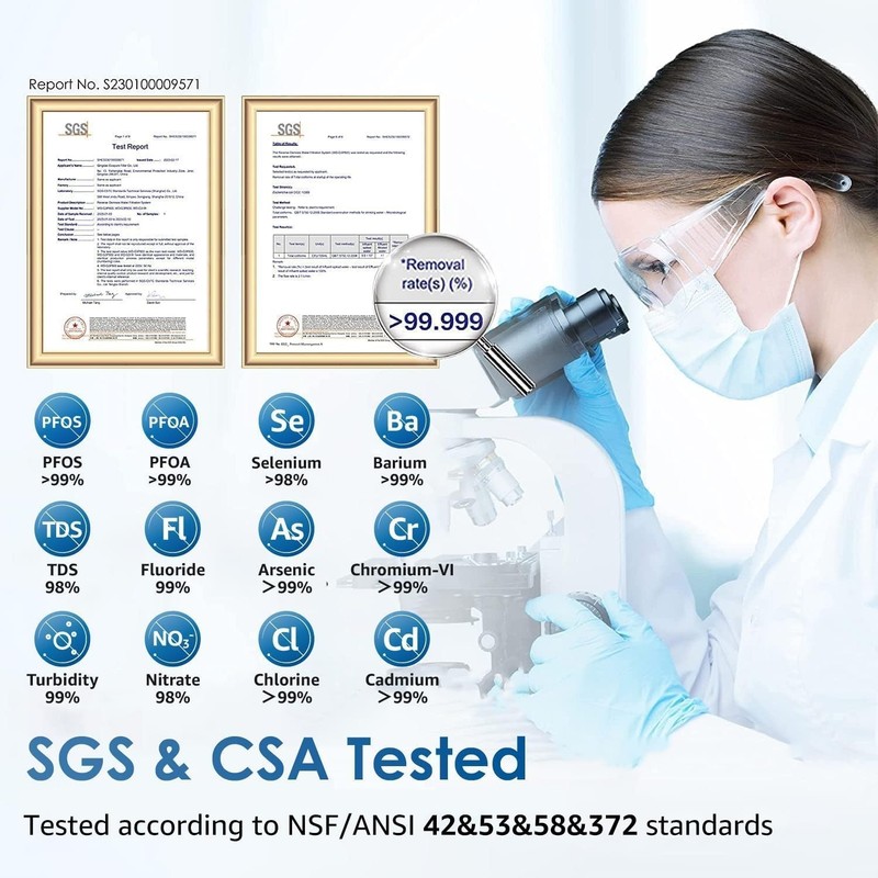 Waterdrop G3P600 Reverse Osmosis System, NSF/ANSI 58 & 372 Certified, 600 GPD gallery