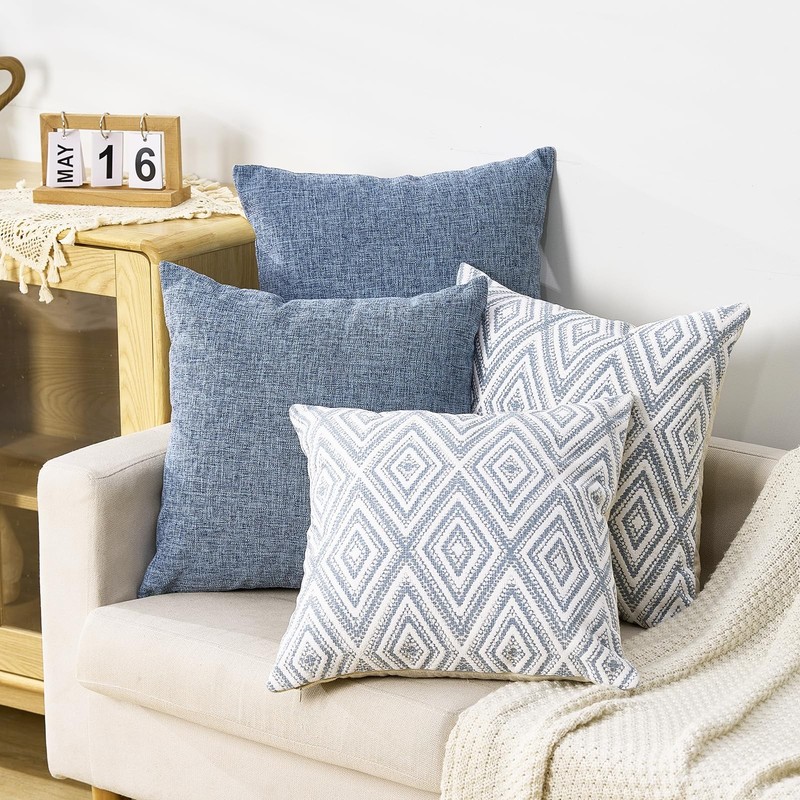 HPUK Decorative Throw Pillow Covers Set of 4 18" x (Pack 4), Blue gallery