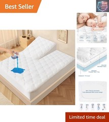 Split Top King Mattress Protector Pad Waterproof Quilted, 34″ Top Split from …