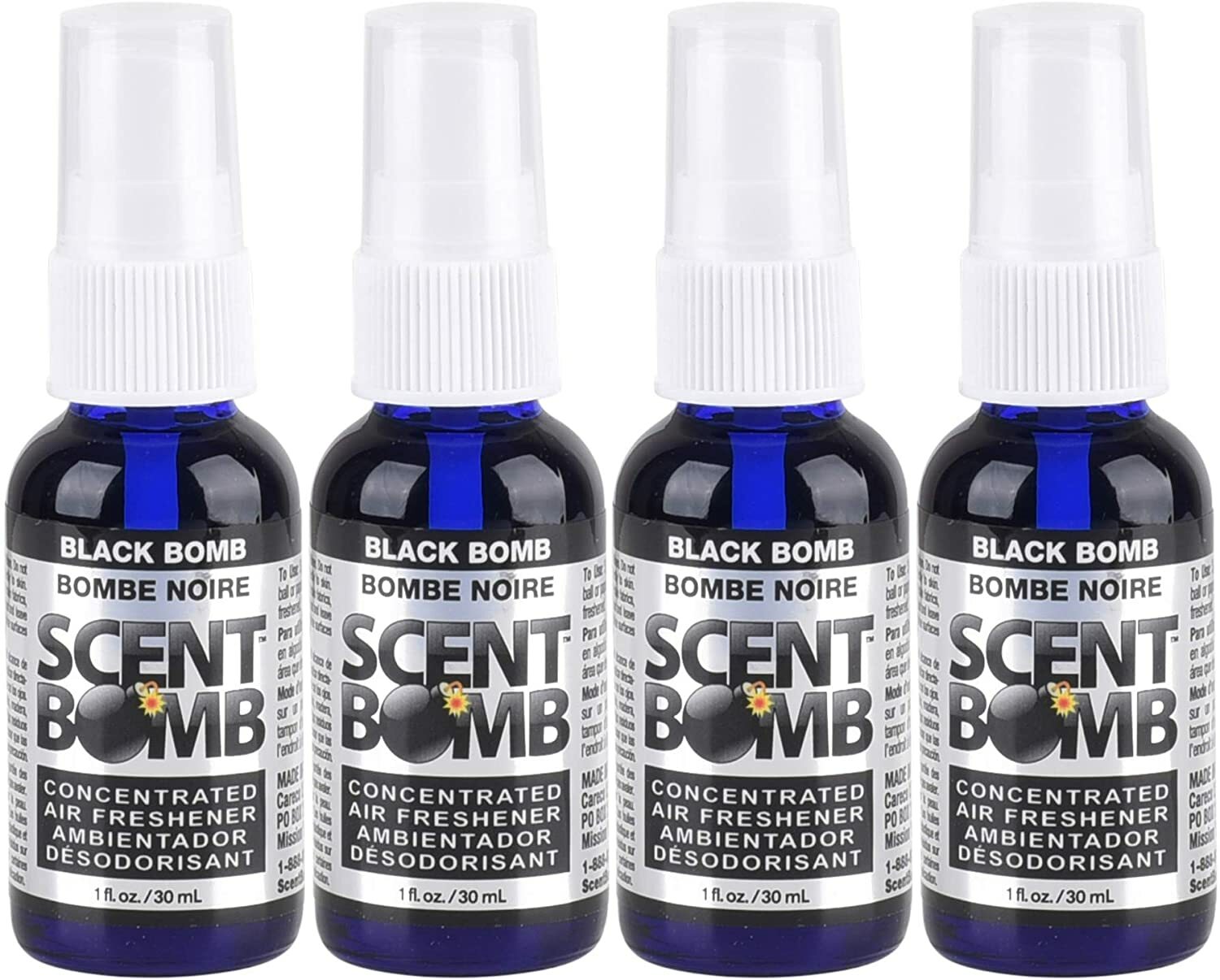 Scent Bomb 100% Oil Based Concentrated Air Freshener Spray, Black Bomb, 4 Pack gallery