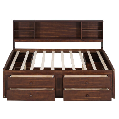 Full Size Captain Bed with Bookcase & Drawers Wood Daybed with Storage Headboard gallery