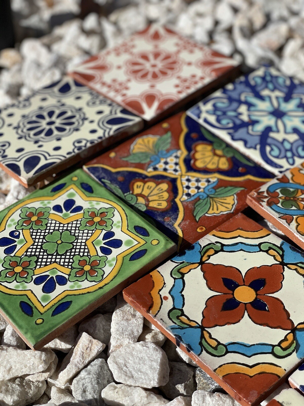 25 Assorted Mexican Ceramic 4x4 inch Hand Made Tiles gallery