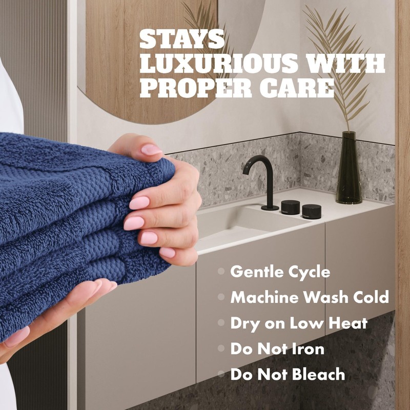 Hand Towels Cotton - Soft & Absorbent - 16x27 Inch - 12 Pack - Navy Blue gallery