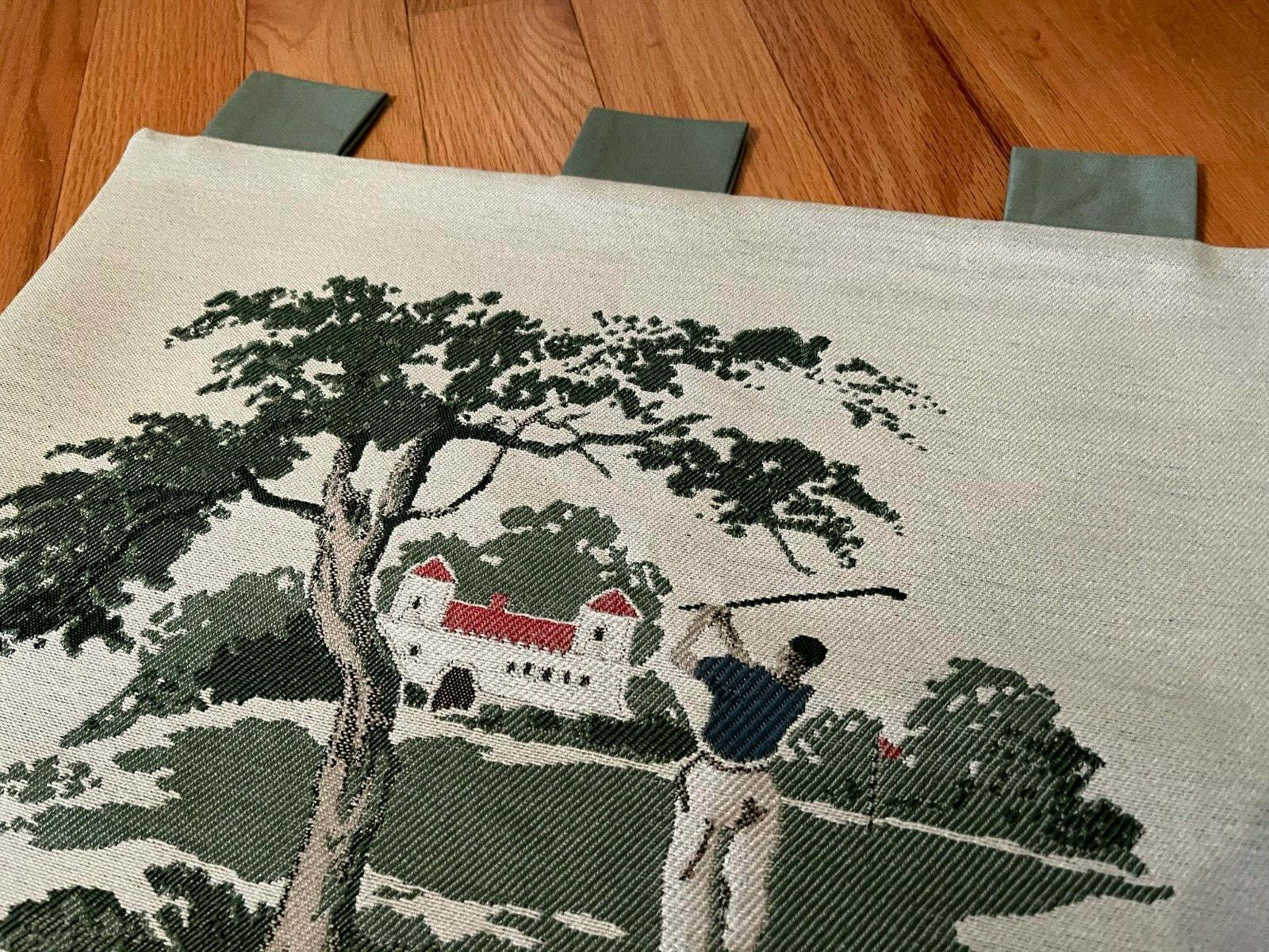 Tapestry with Golfers, wall hanging, on the grey background, new, handmade gallery