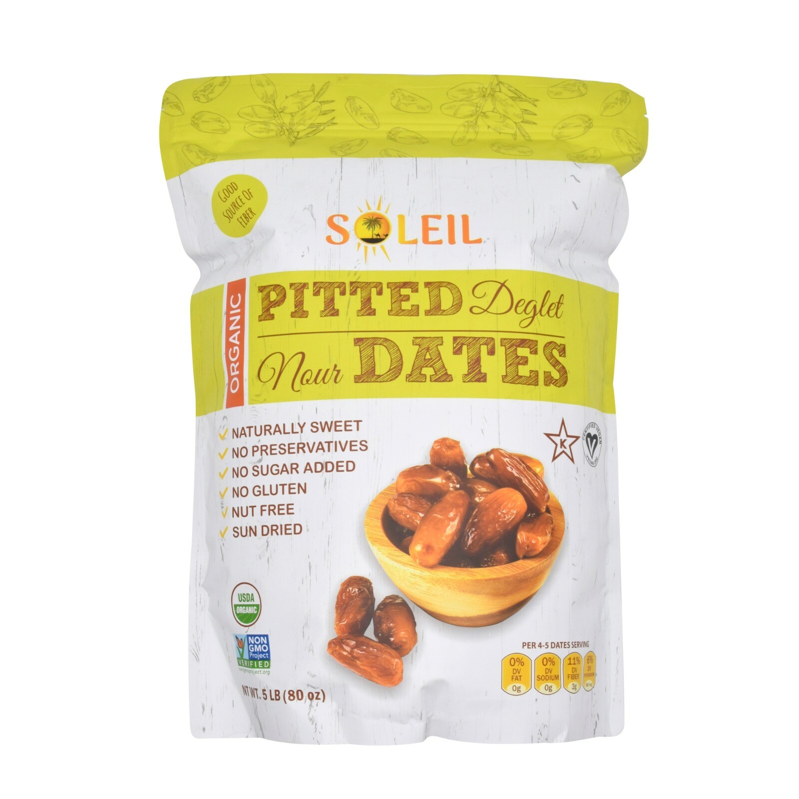 5LB ORGANIC PITTED DEGLET NOUR DATES /CERTIFIED ORGANIC/ NON-GMO/VEGAN/KOSHER gallery