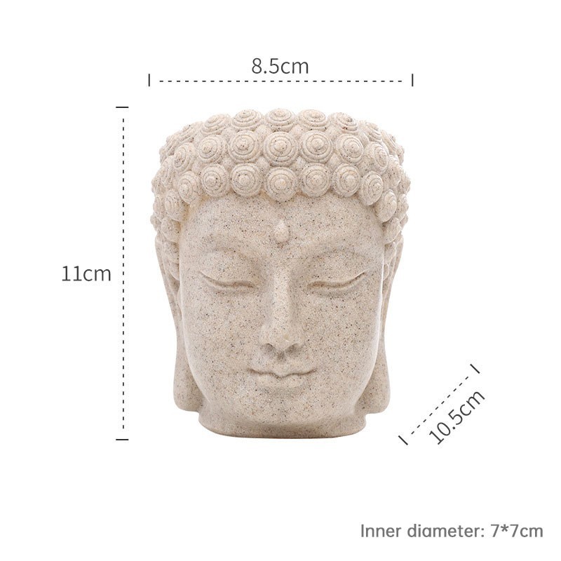 Buddha Head Flower Pot, Small Resin Succulent Planter, Garden Pot gallery
