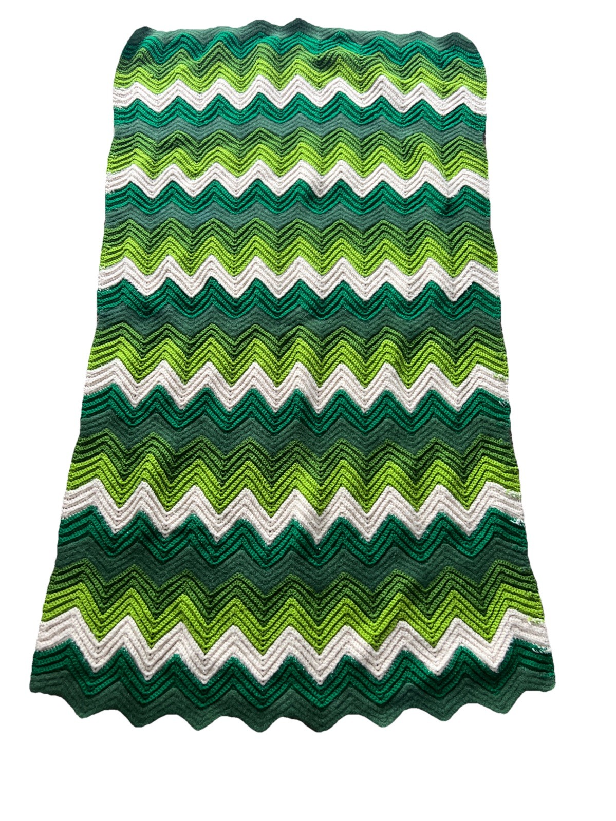 Vintage Chevron Zig Zag Pattern Crochet Knitted Afghan Throw Blanket 33”x56” gallery