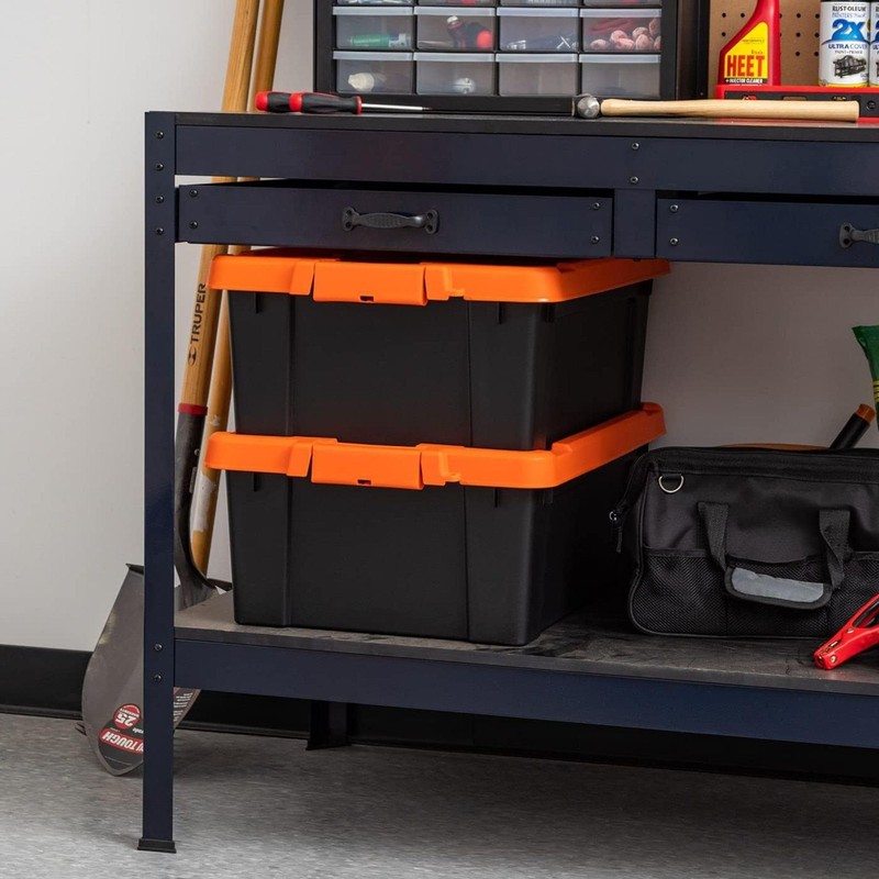 IRIS USA 12 Gallon Lockable Storage Bins 12 Gal - 2 Pack, Color_Black/Orange gallery