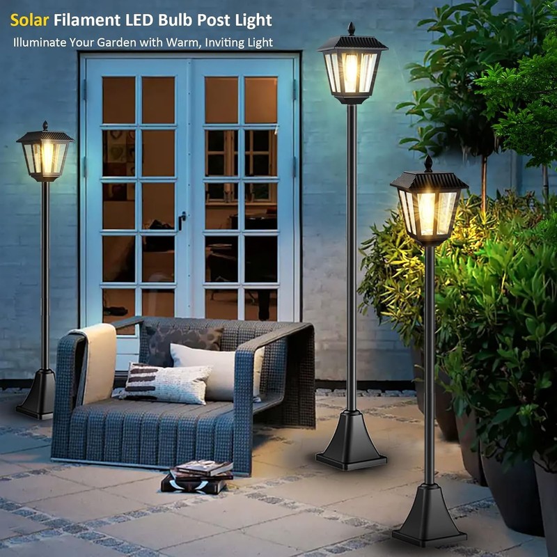 68" Solar Lamp Post Light Outdoor - 3000K Warm White, IP45 Waterproof Post Solar gallery