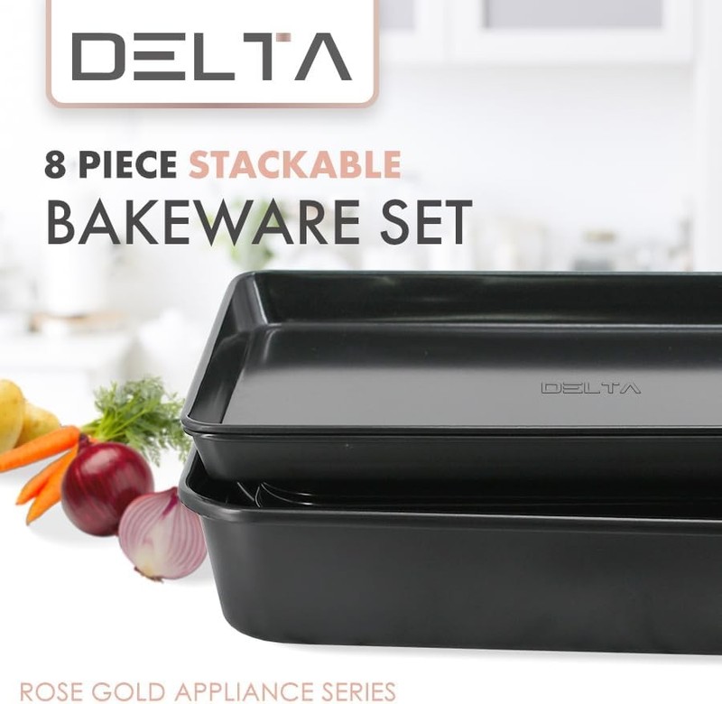 Stackable Nonstick Bakeware Set 8 Piece Baking Pan Set Oven Safe Carbon Steel gallery