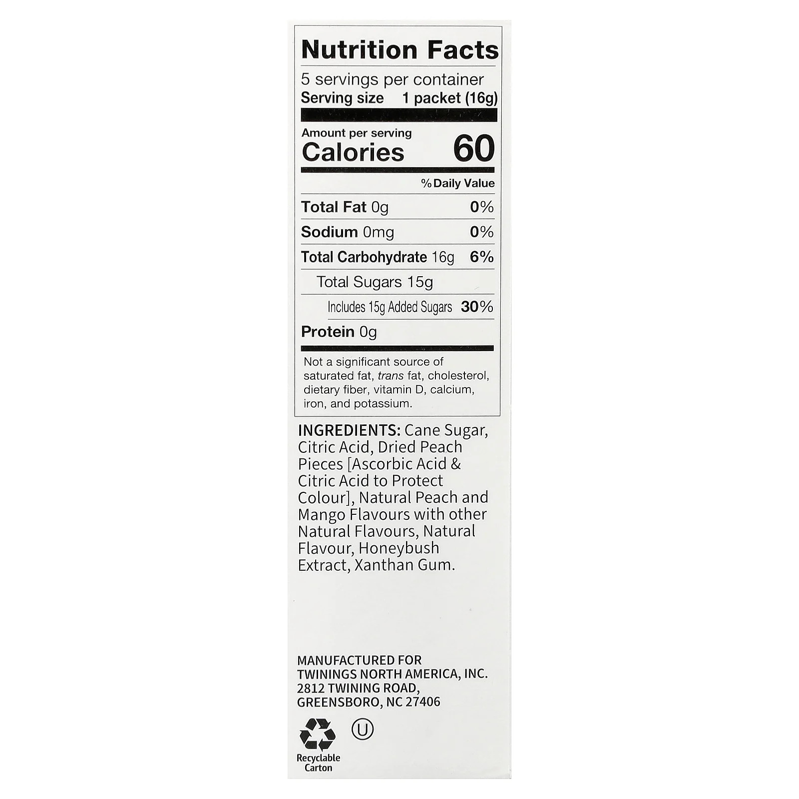 Refreshers, Herbal Tea Instant Beverage, Peach Mango, Caffeine Free, 5 Packets, gallery