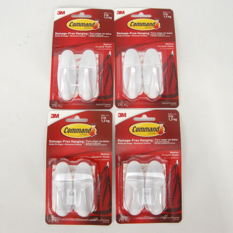 3M Command Hooks 3 Lb Medium Designer Lot of 8 Hooks NIP gallery