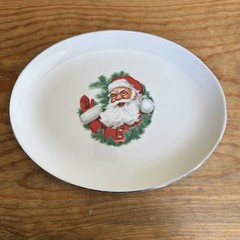 Royal Devon Santa Serving Platter Oval Silver Rim Made In USA About 14” x 10.5”