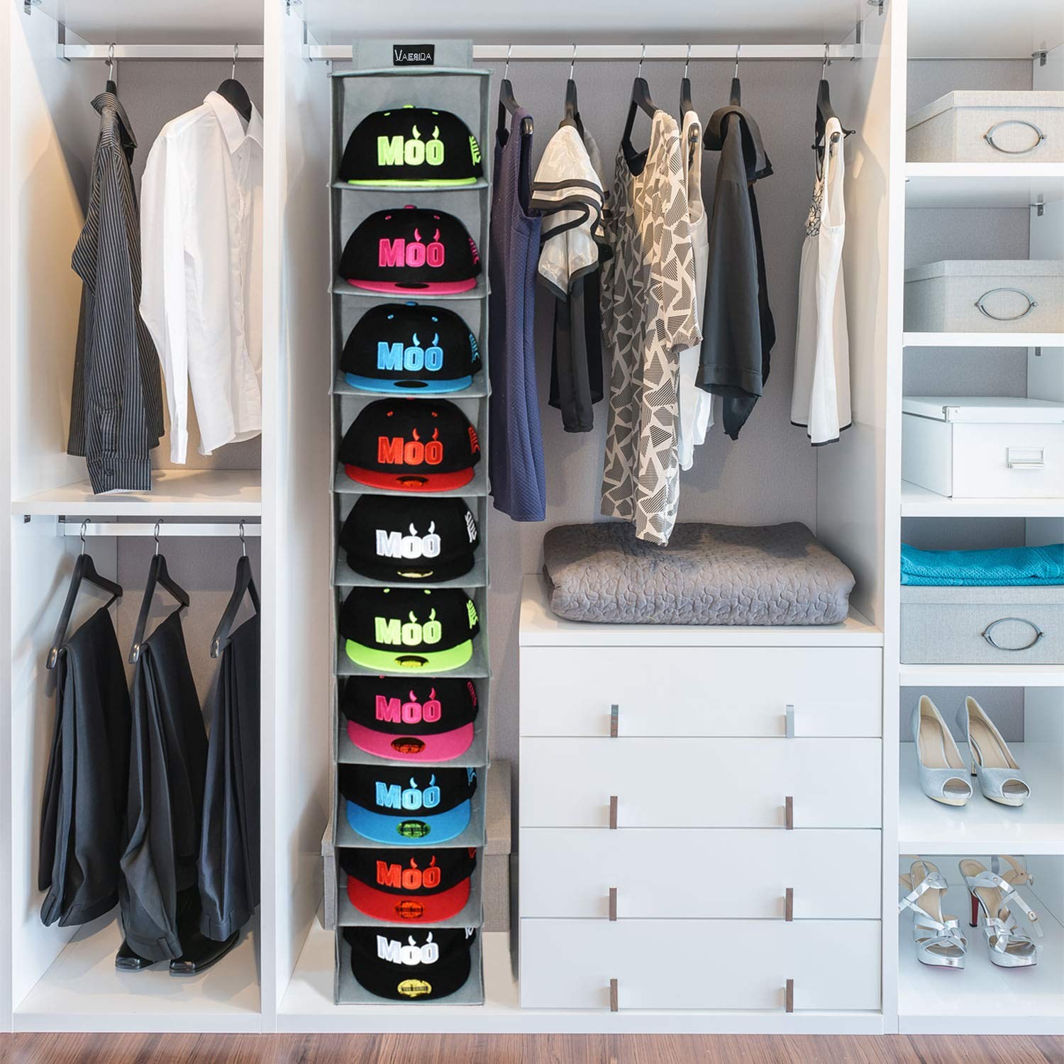 10 Shelf Hat Rack Hanging Closet/Organizer for Storage - Best Baseball Cap gallery