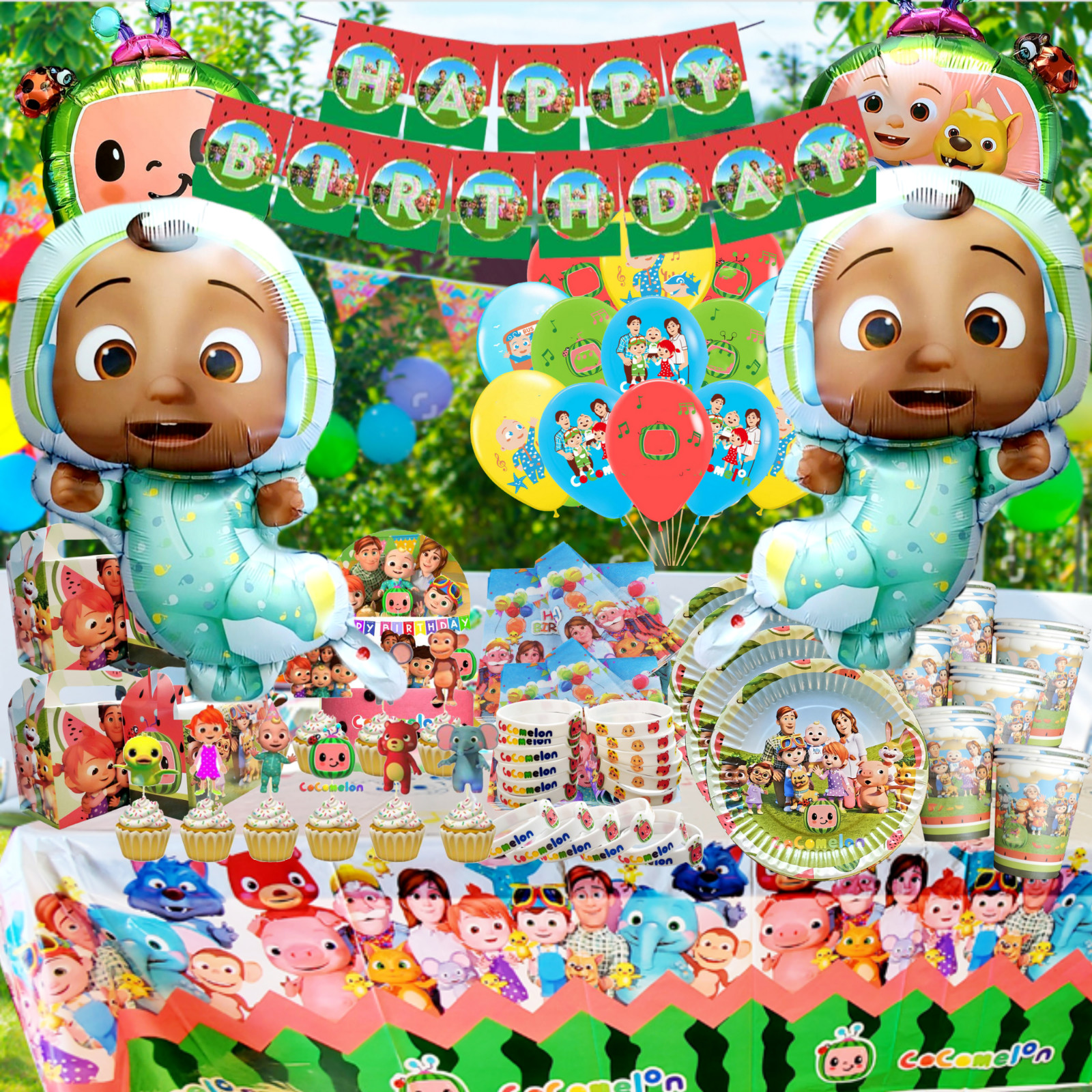 black COCOMELON Birthday Party Decoration SUPPLIES BALLOON cupcake topper shower gallery