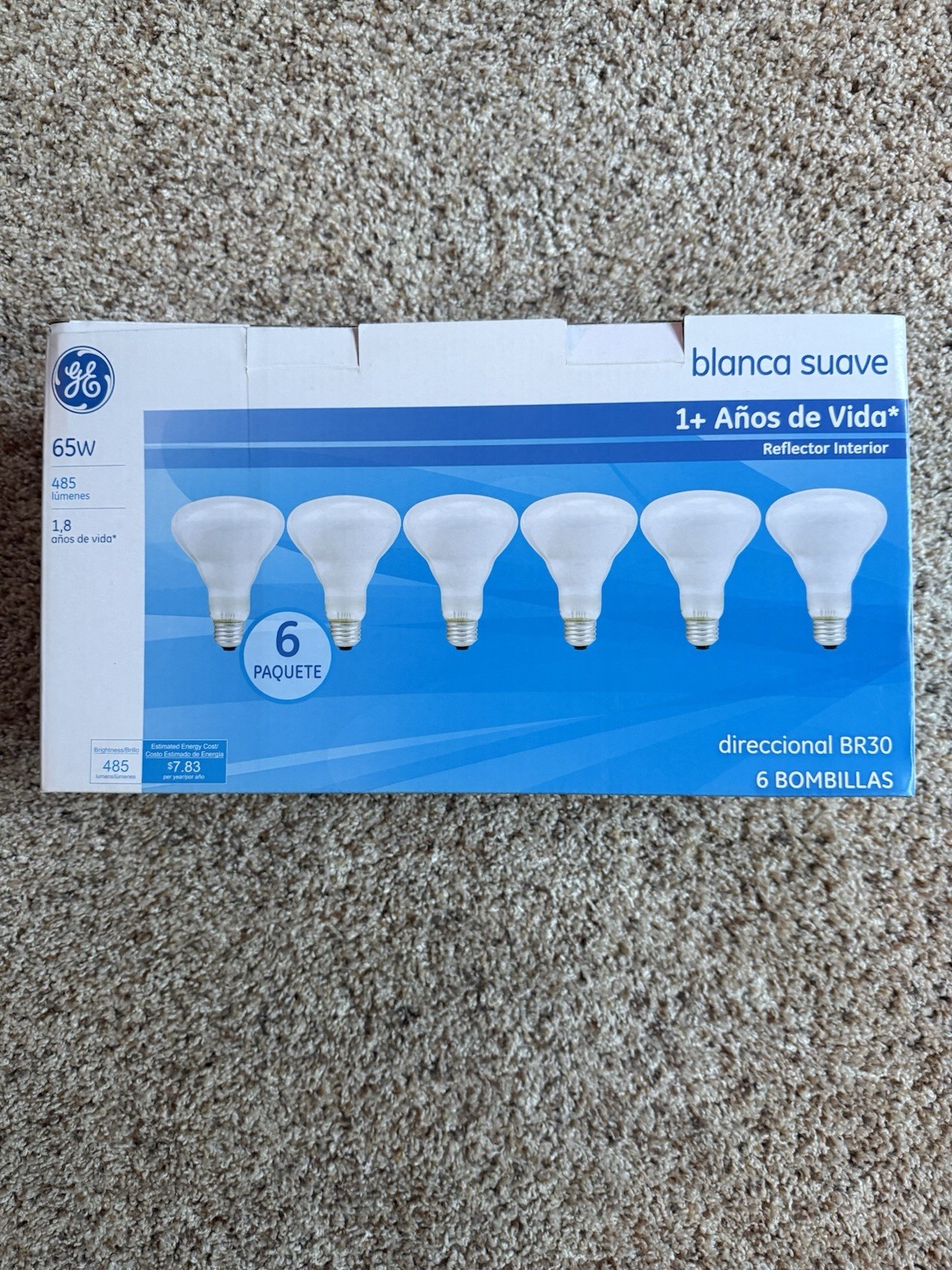 GE 65W Soft White Indoor Floodlight Bulb 6 Pack 485 Lumens BR30 NOT LED gallery