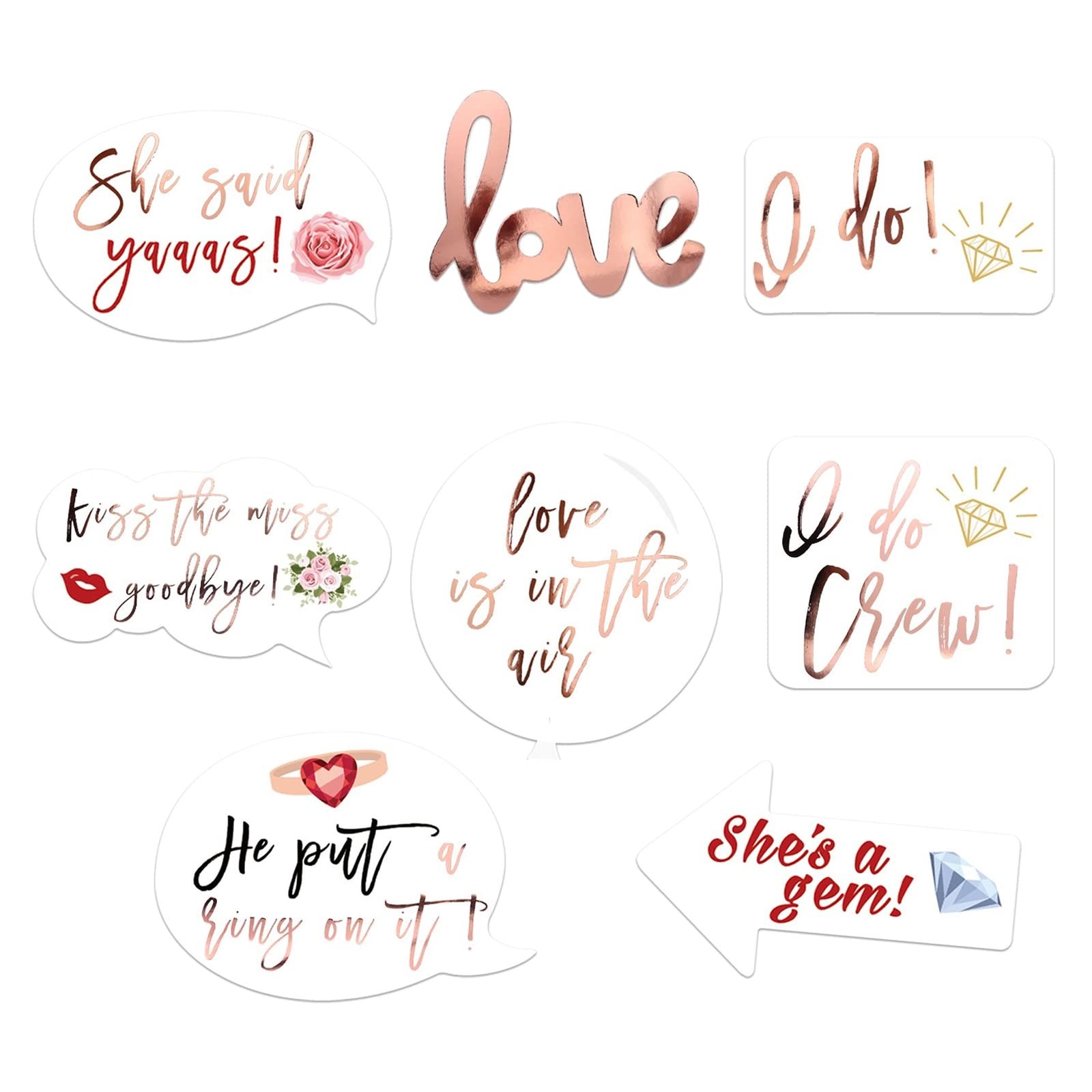 Wedding Bridal Shower Photo Booth Props, 23 Pieces Rose Gold Bachelorette Par... gallery