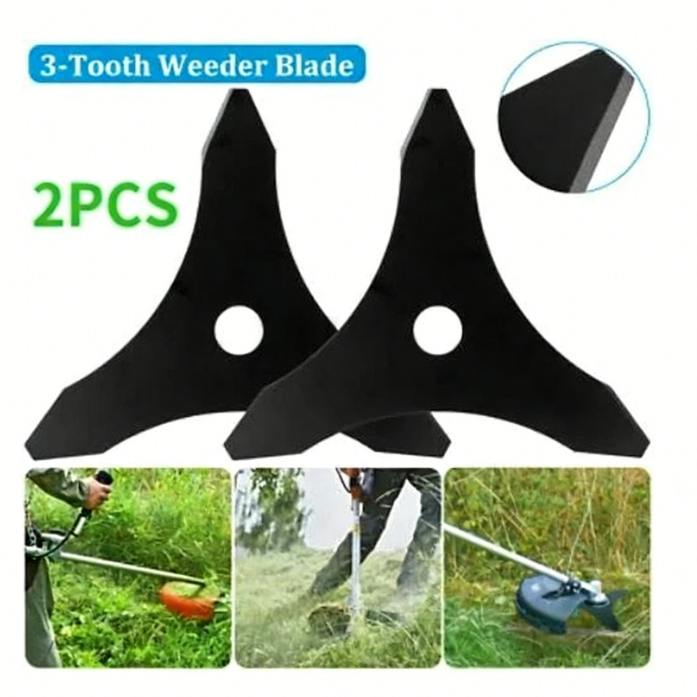 2Pcs 10" x 3 Teeth Steel Brush Blade Trimmer Lawn Weed Eater Cutter 1.0 cm Thick gallery