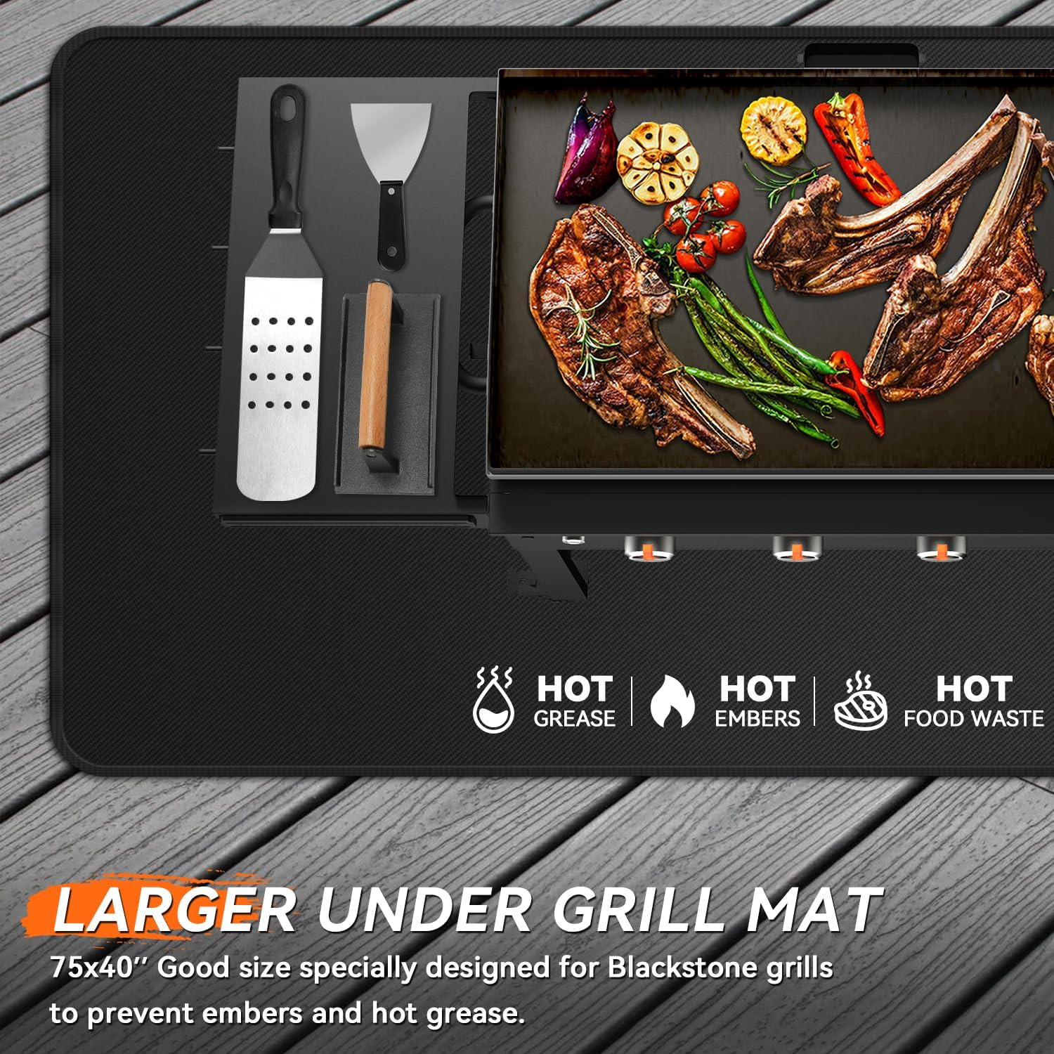 75X40 Inches Large under Grill Mats for Blackstone, Double-Sided Fireproof Outdo gallery
