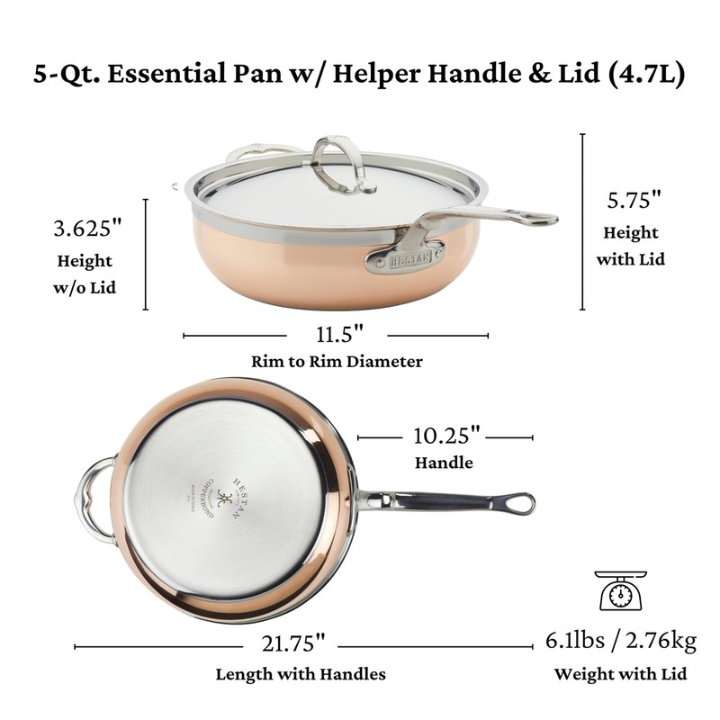 - CopperBond Collection - 100% Pure Copper Essential Pan, Induction Cooktop ,... gallery