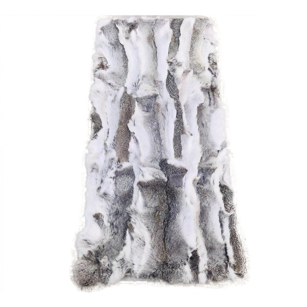 Real Rabbit Fur Natural Patchwork Blanket Carpet Rug Throw DIY Material Fur Raw