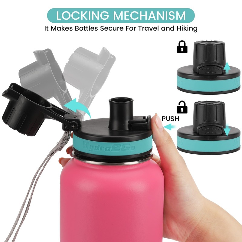 Auto Flip Lid for Hydro Flask Wide Mouth 12, 16, For 2.2'' Mouth, Black gallery