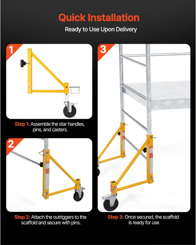 4-Pack Scaffold Outriggers with Swivel Casters, 1000 lbs Load Capacity gallery